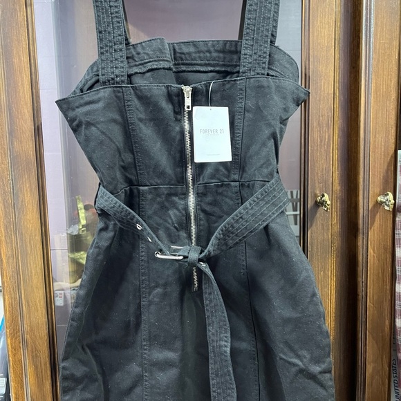 FOREVER 21 Sz S Black Overall Short Dress NEW - Picture 3 of 6